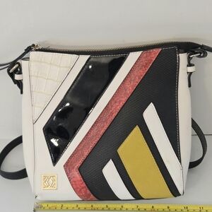 Kate Landry Black, White, Red, and Yellow Crossbody Bag